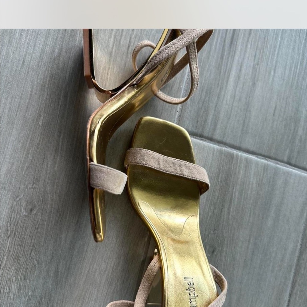 Jeffrey Campbell Gold and Tan Heels